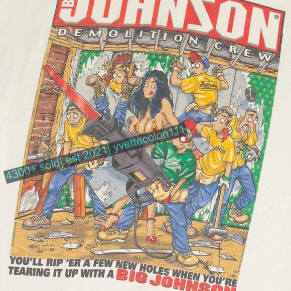 Big Johnson demolition crew shirt white vintage vtg - Picture 1 of 3